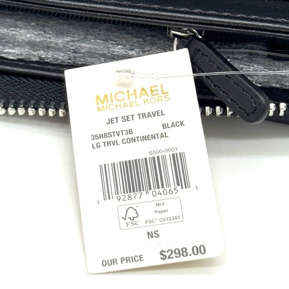 Michael Kors Large Continental Wallet Wristlet Black Signature - Picture 8 of 8